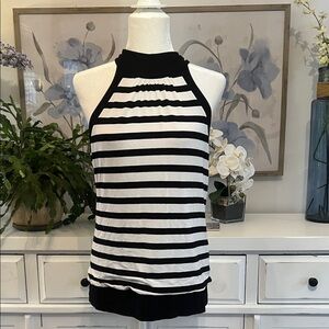 White House Black Market Striped Halter Tank Top, Size L